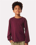 BELLA + CANVAS 3511Y Youth 6oz. Heavyweight Long Sleeve Tee - Maroon - model front