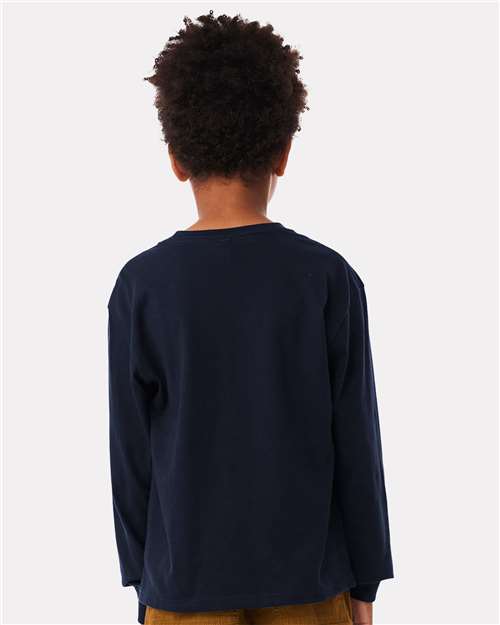BELLA + CANVAS 3511Y Youth 6oz. Heavyweight Long Sleeve Tee - Navy - model back