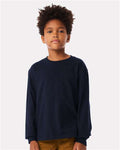 BELLA + CANVAS 3511Y Youth 6oz. Heavyweight Long Sleeve Tee - Navy - model front