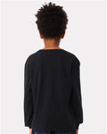 BELLA + CANVAS 3511Y Youth 6oz. Heavyweight Long Sleeve Tee - Vintage Black - model back