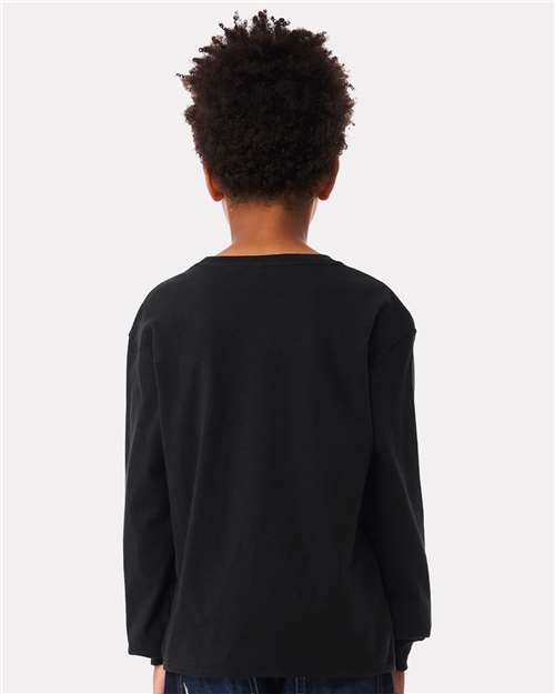 BELLA + CANVAS 3511Y Youth 6oz. Heavyweight Long Sleeve Tee - Vintage Black - model back