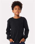 BELLA + CANVAS 3511Y Youth 6oz. Heavyweight Long Sleeve Tee - Vintage Black - model front