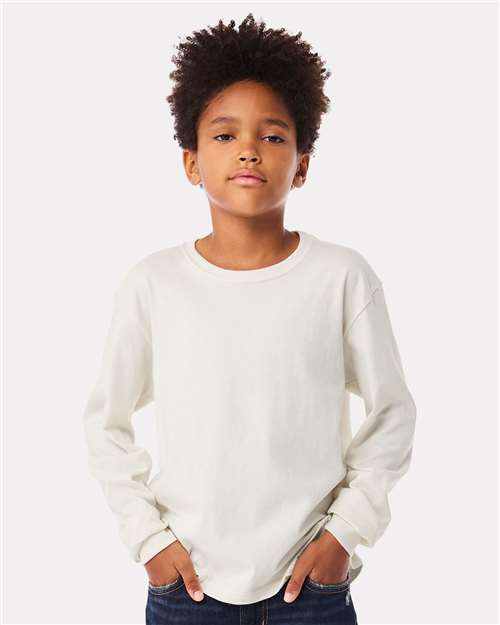BELLA + CANVAS 3511Y Youth 6oz. Heavyweight Long Sleeve Tee - Vintage White - model front