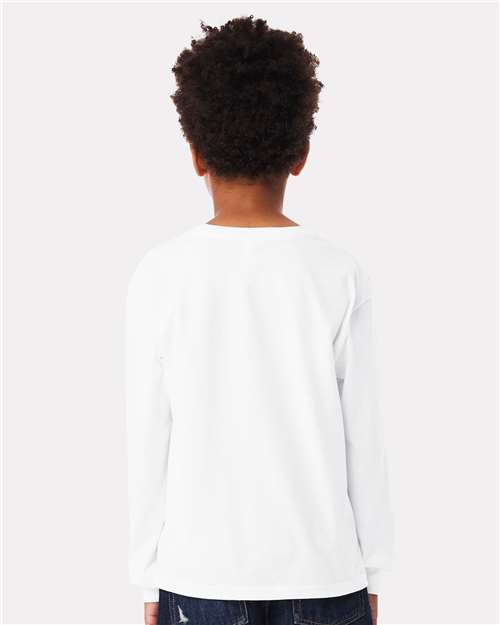 BELLA + CANVAS 3511Y Youth 6oz. Heavyweight Long Sleeve Tee - White - model back