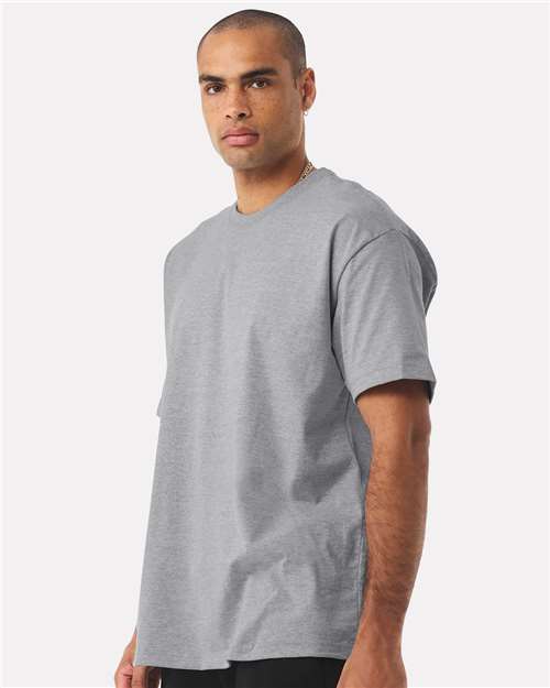 BELLA + CANVAS 4610 Unisex 7.5 oz Heavyweight Tee - Athletic Heather - model side