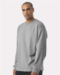 BELLA + CANVAS 4651 Unisex 7.5 oz Heavyweight Long Sleeve Tee - Athletic Heather - model side