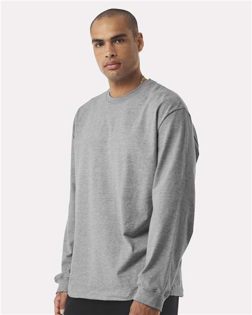 BELLA + CANVAS 4651 Unisex 7.5 oz Heavyweight Long Sleeve Tee - Athletic Heather - model side