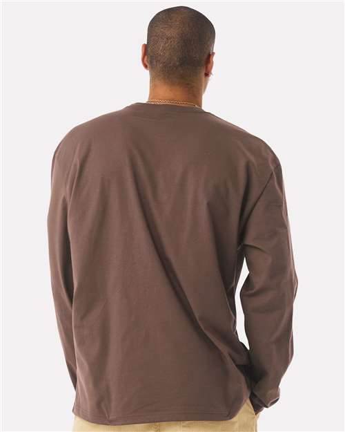 BELLA + CANVAS 4651 Unisex 7.5 oz Heavyweight Long Sleeve Tee - Cocoa - model back