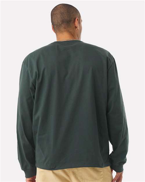 BELLA + CANVAS 4651 Unisex 7.5 oz Heavyweight Long Sleeve Tee - Hunter Green - model back