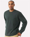 BELLA + CANVAS 4651 Unisex 7.5 oz Heavyweight Long Sleeve Tee - Hunter Green - model side