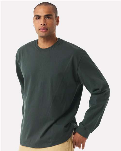 BELLA + CANVAS 4651 Unisex 7.5 oz Heavyweight Long Sleeve Tee - Hunter Green - model side