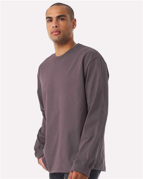 BELLA + CANVAS 4651 Unisex 7.5 oz Heavyweight Long Sleeve Tee - Purple Storm - model side