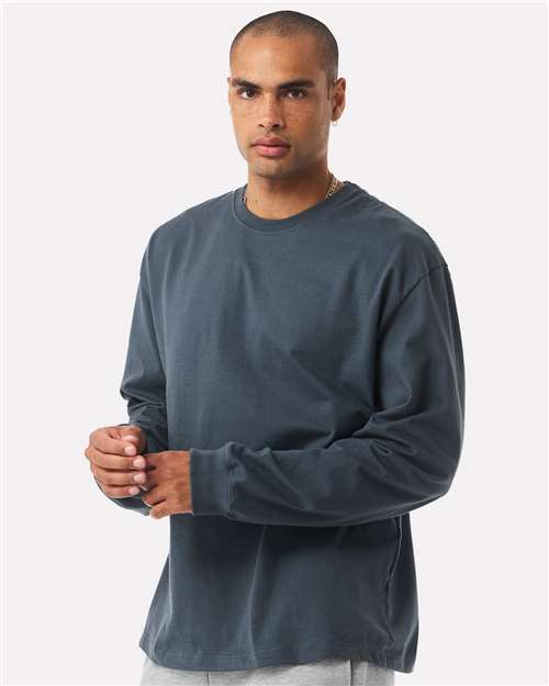 BELLA + CANVAS 4651 Unisex 7.5 oz Heavyweight Long Sleeve Tee - Vintage Navy - model side