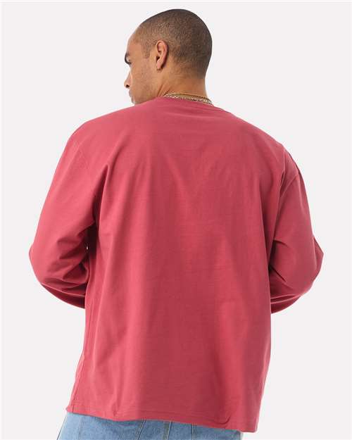 BELLA + CANVAS 4651 Unisex 7.5 oz Heavyweight Long Sleeve Tee - Vintage Red - model back