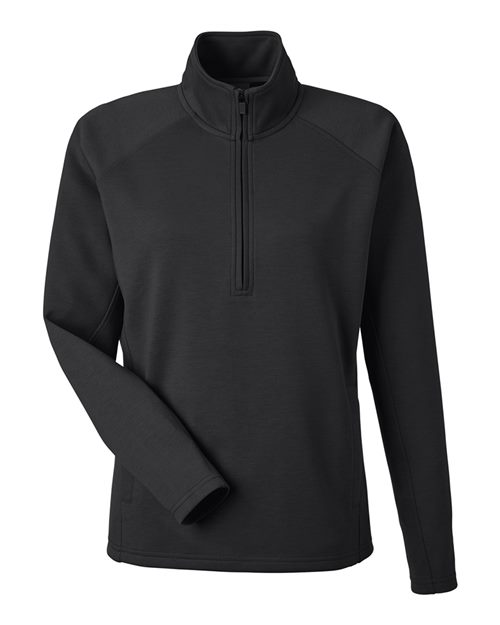 J. America 8754 Women's Apex Fleece Quarter-Zip Pullover - Black - front