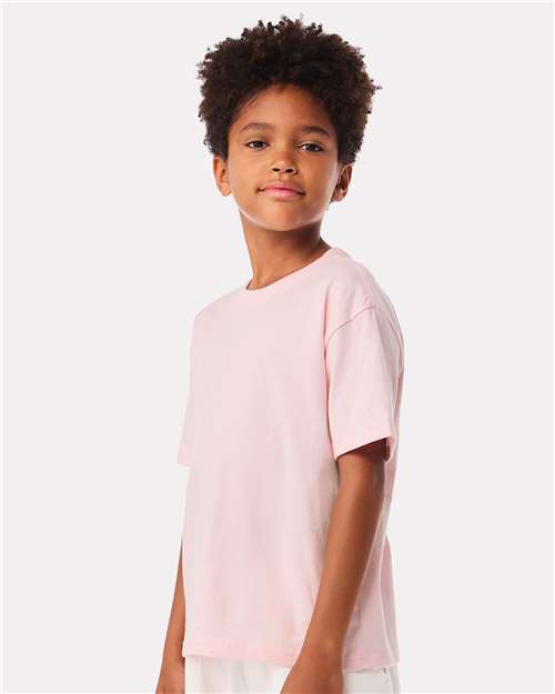 BELLA + CANVAS 3010Y Youth 6 oz. Heavyweight Tee - Soft Pink - model side