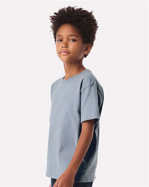 BELLA + CANVAS 3010Y Youth 6 oz. Heavyweight Tee - Vintage Denim - model side