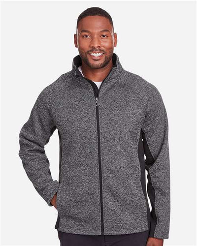 Spyder 187330 Constant Full-Zip Sweater Fleece Jacket - Black Heather/ Black - model front