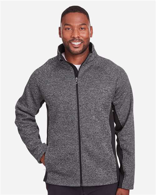 Spyder 187330 Constant Full-Zip Sweater Fleece Jacket - Black Heather/ Black - model front