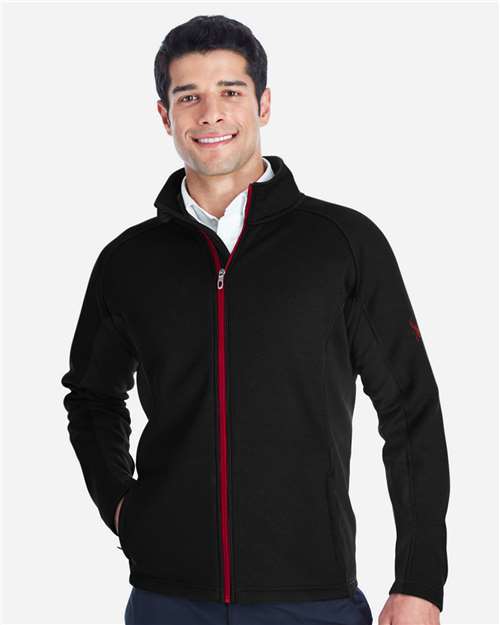 Spyder 187330 Constant Full-Zip Sweater Fleece Jacket - Black/ Red - model front