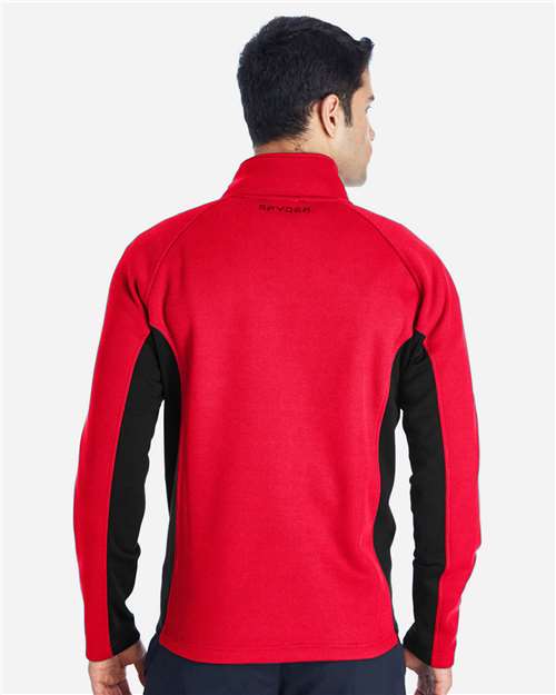 Spyder 187330 Constant Full-Zip Sweater Fleece Jacket - Red/ Black - model back