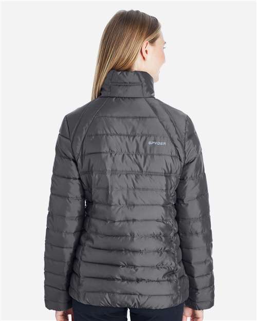 Spyder 187336 Women's Insulated Puffer Jacket - Polar/ Alloy - model back