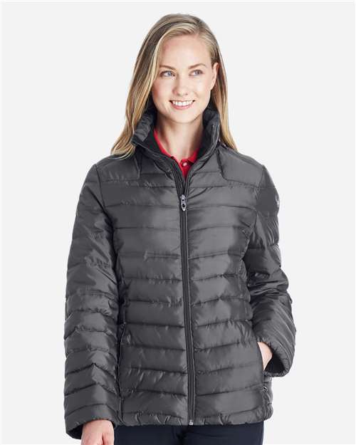 Spyder 187336 Women's Insulated Puffer Jacket - Polar/ Alloy - model front