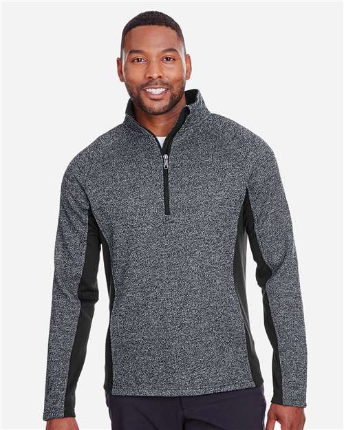 Spyder S16561 Men's Constant Half-Zip Sweater Fleece Pullover - Black Heather/ Black - model front