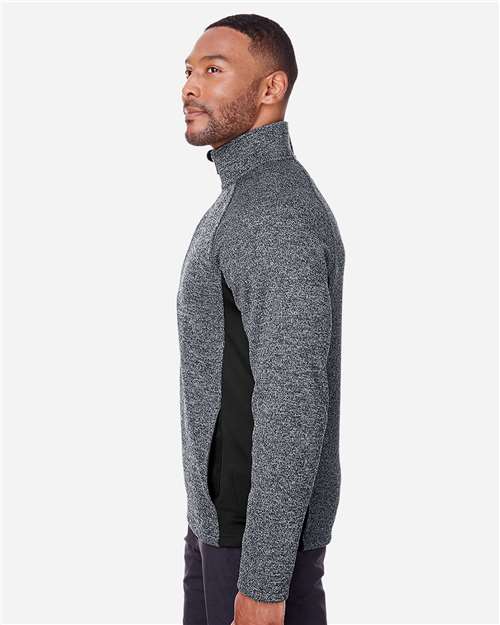 Spyder S16561 Men's Constant Half-Zip Sweater Fleece Pullover - Black Heather/ Black - model side
