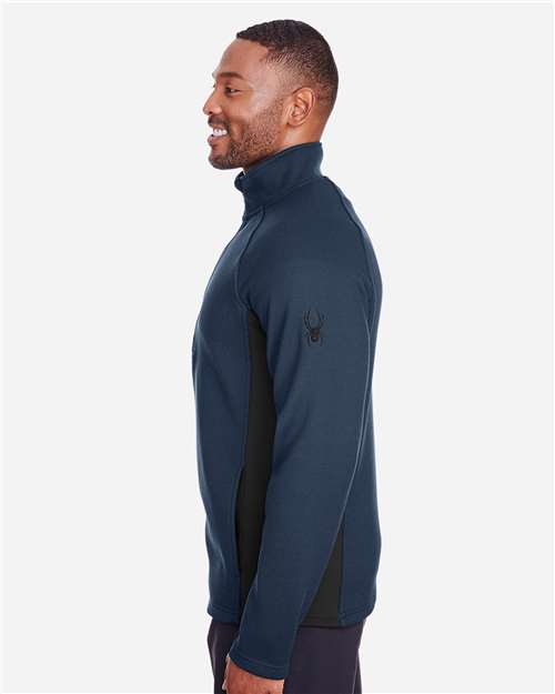 Spyder S16561 Men's Constant Half-Zip Sweater Fleece Pullover - Frontier/ Black - model side