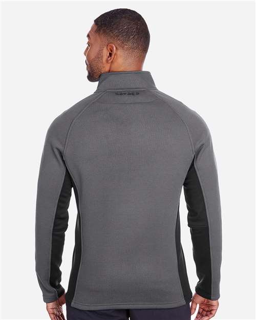 Spyder S16561 Men's Constant Half-Zip Sweater Fleece Pullover - Polar/ Black - model back