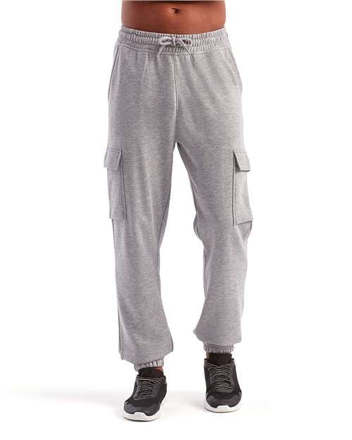 TriDri TD604 Unisex Riley Cargo Joggers - Heather Grey - model front