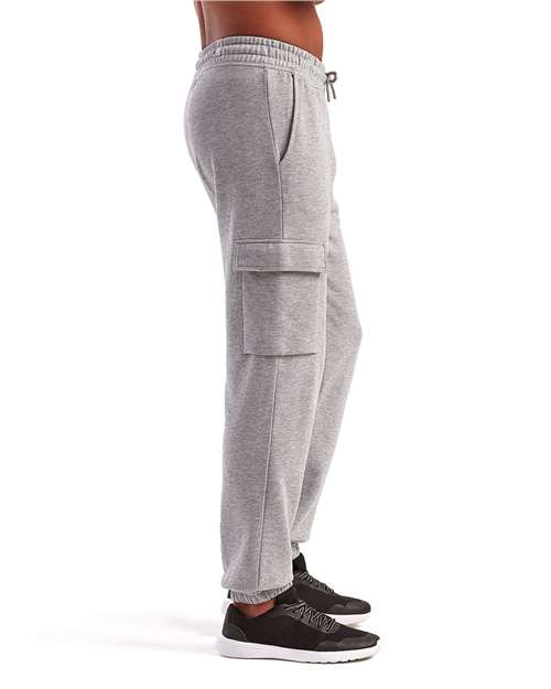 TriDri TD604 Unisex Riley Cargo Joggers - Heather Grey - model side