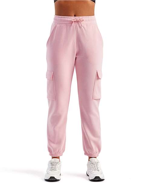 TriDri TD604 Unisex Riley Cargo Joggers - Light Pink - model front