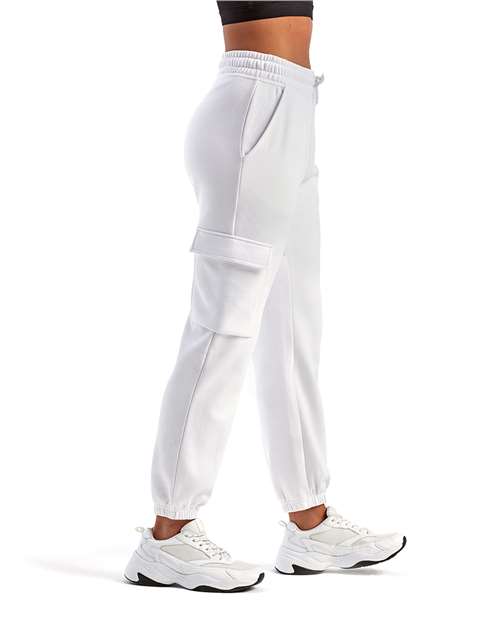 TriDri TD604 Unisex Riley Cargo Joggers - White - model side