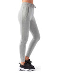 TriDri TD055 Women's Fitted Maria Joggers - Heather Grey - model side
