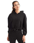 TriDri TD085 Women's Cropped Maria Hooded Sweatshirt - Black - model front