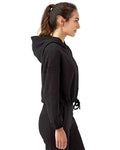 TriDri TD085 Women's Cropped Maria Hooded Sweatshirt - Black - model side