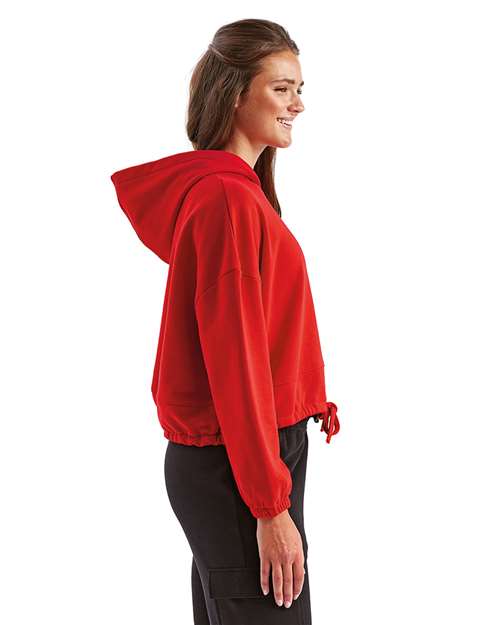 TriDri TD085 Women's Cropped Maria Hooded Sweatshirt - Fire Red - model side