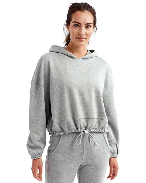 TriDri TD085 Women's Cropped Maria Hooded Sweatshirt - Heather Grey - model front