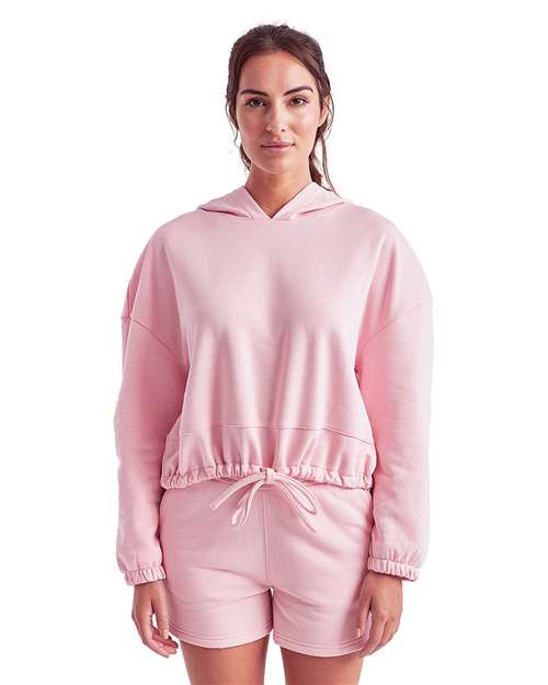 TriDri TD085 Women's Cropped Maria Hooded Sweatshirt - Light Pink - model front