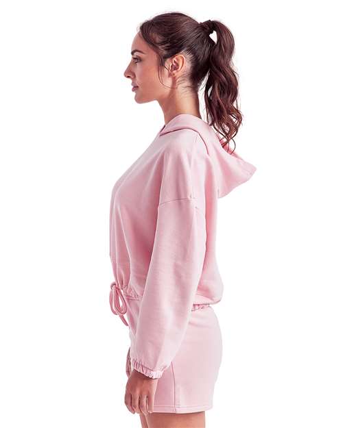 TriDri TD085 Women's Cropped Maria Hooded Sweatshirt - Light Pink - model side