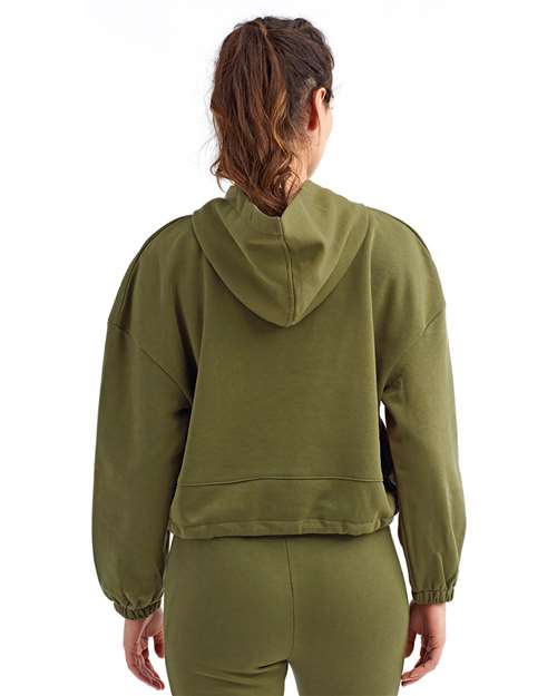 TriDri TD085 Women's Cropped Maria Hooded Sweatshirt - Olive - model back