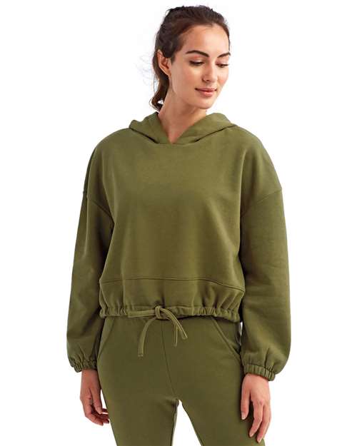 TriDri TD085 Women's Cropped Maria Hooded Sweatshirt - Olive - model front