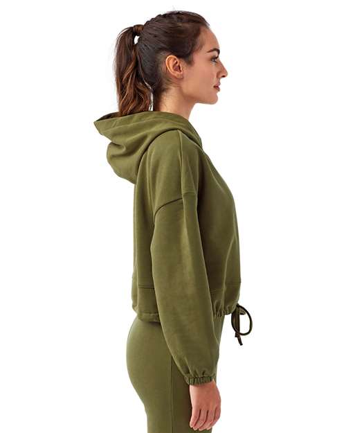 TriDri TD085 Women's Cropped Maria Hooded Sweatshirt - Olive - model side