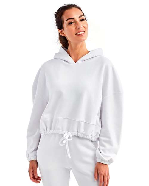 TriDri TD085 Women's Cropped Maria Hooded Sweatshirt - White - model front