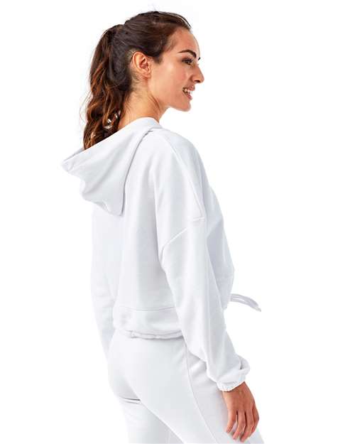 TriDri TD085 Women's Cropped Maria Hooded Sweatshirt - White - model side