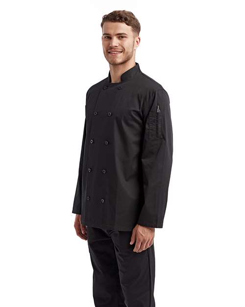 Artisan Collection by Reprime RP657 Unisex Recycled Chef Coat - Black - model side