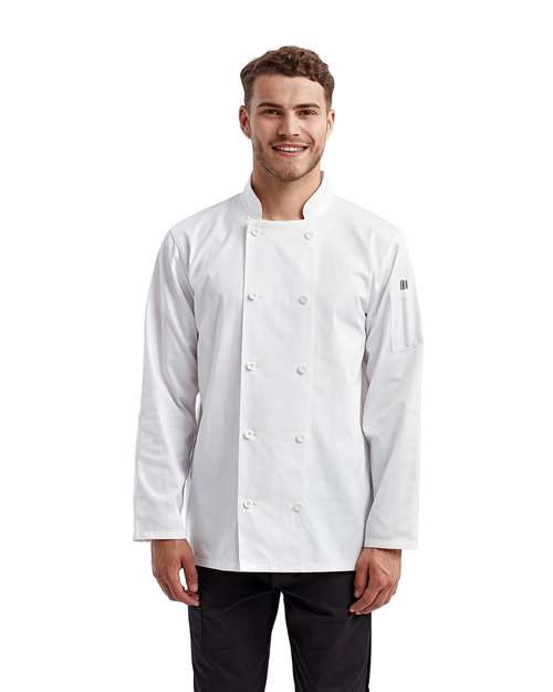 Artisan Collection by Reprime RP657 Unisex Recycled Chef Coat - White - model front