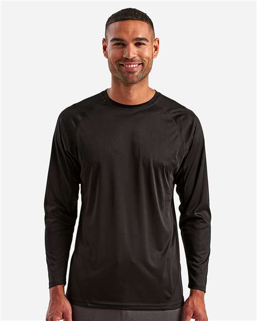 TriDri TD050 Unisex Panelled Long Sleeve Tech T-Shirt - Black - model front